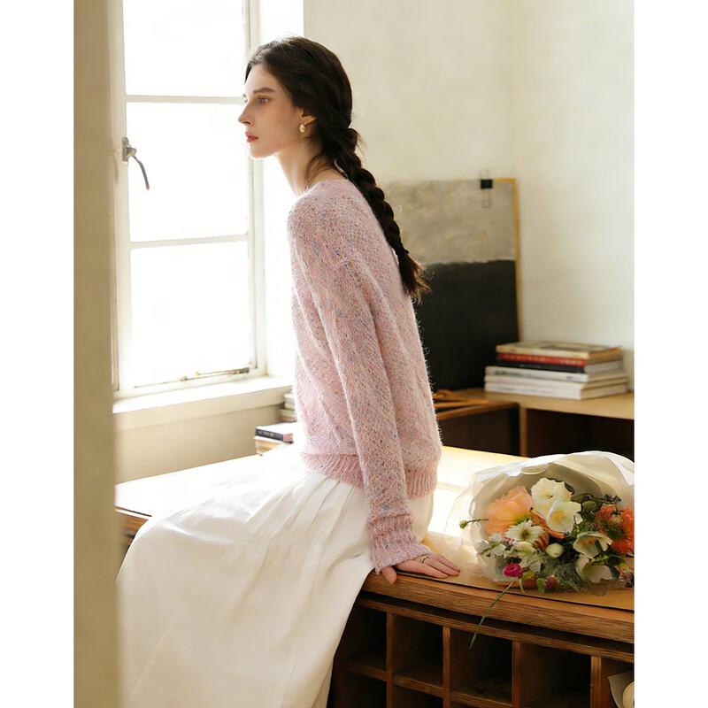 Women's Premium Wool Mohair Blend Shimmer Knit Sweater