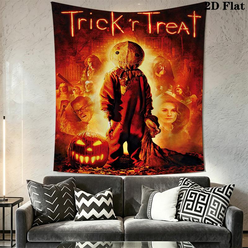 Trick R Treat Halloween Poster Tapestry Background Cloth Wallmounted Soft Atmospheric Background Cloth Background Wall Hanging Cloth