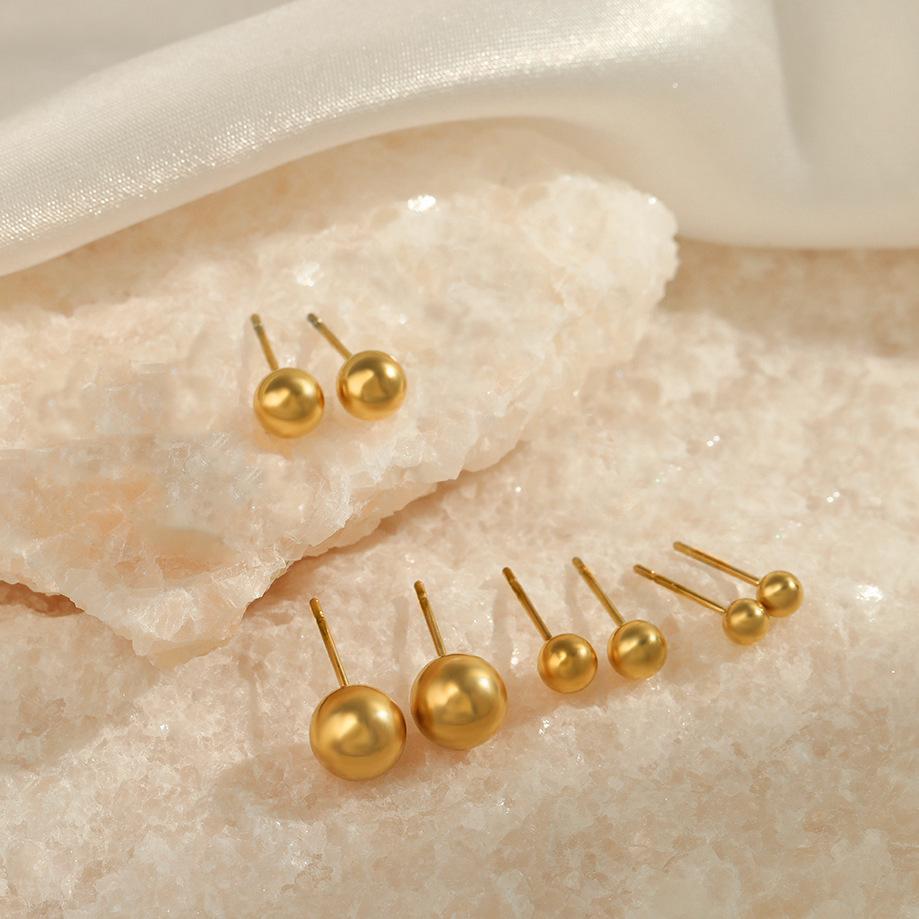 Edelstahlkugel Runde Ohrstecker Für Frauen Mädchen Punk Mode Geometrische Halbe Metallohrringe Trendiger Partyschmuck Geschenke