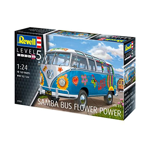 German Revell 1/24 Volkswagen T1 Samba Bus Flower Power Plastic Model 07050