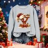 Women's Fashionable Casual Long-Sleeved Christmas Letter Print Crew-Neck Sweatshirt