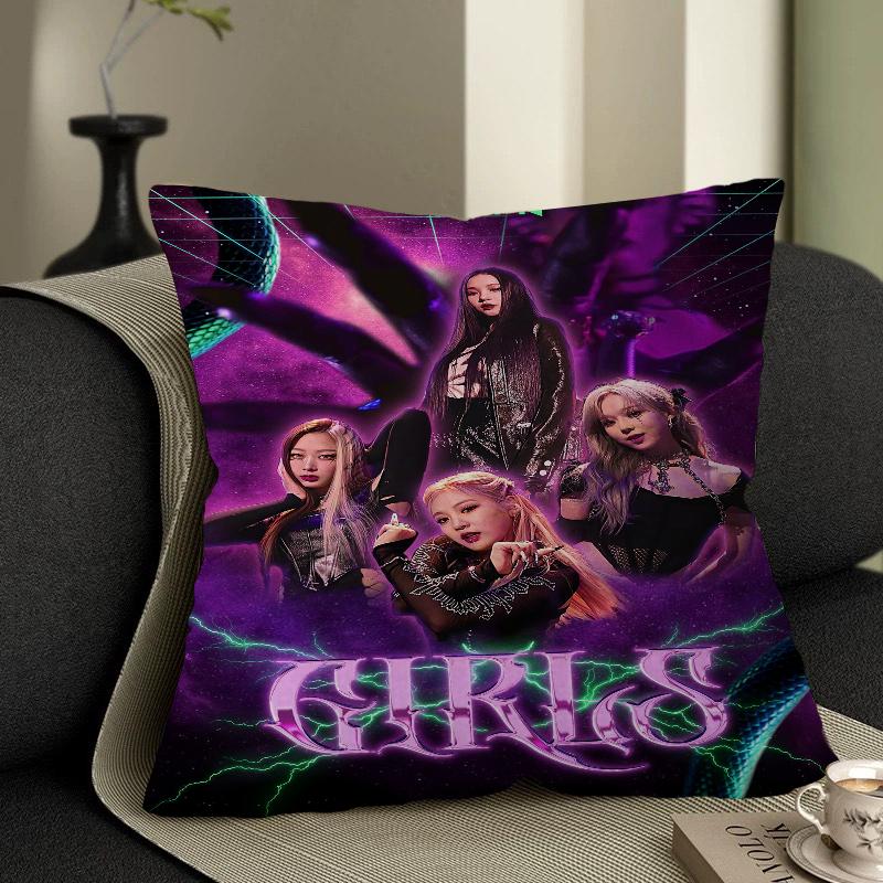 KPOP Koreansk Tjejgrupp A-AespaS Kuddfodral Kuddöverdrag Bil Prydnadskuddfodral För Soffa Bil Julklapp 40x40cm 45x45cm