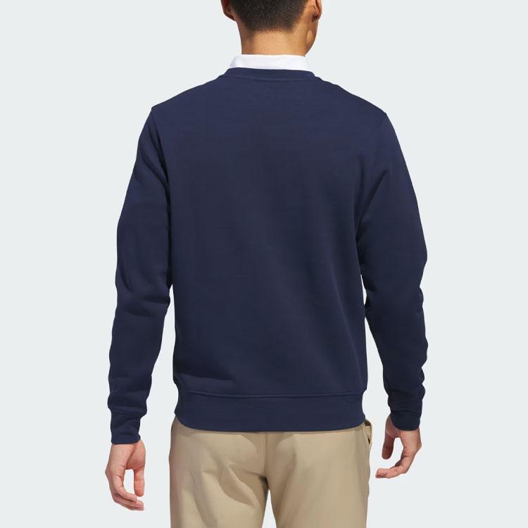 Adidas Crewneck Sweatshirt Solid Color Logo Round Neck Long Sleeve Men Sweatshirt Deep-Blue IU4518