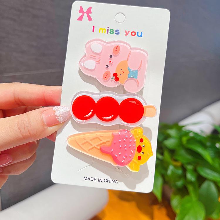 Korean Style Cute Bear Hairpin Set for Women – Summer Girlish Heart Bangs Clip