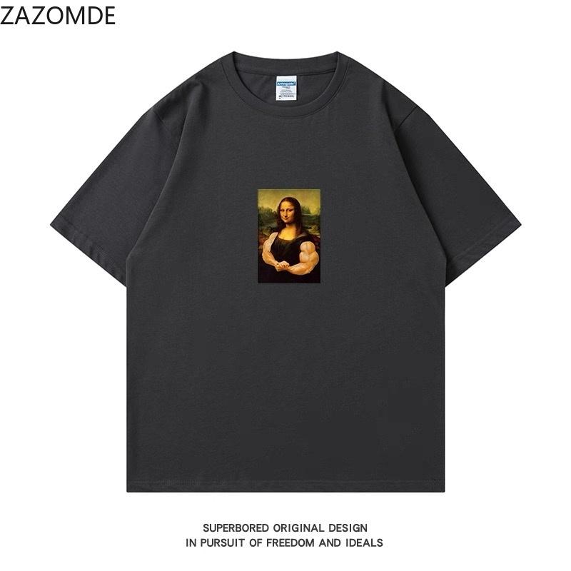 ZAZOMDE Vintage Humor Modified Portrait Graphic Tshirt Unisex Soft Cotton Loose Short Sleeve Aesthetic Daily Casual Basic Tops