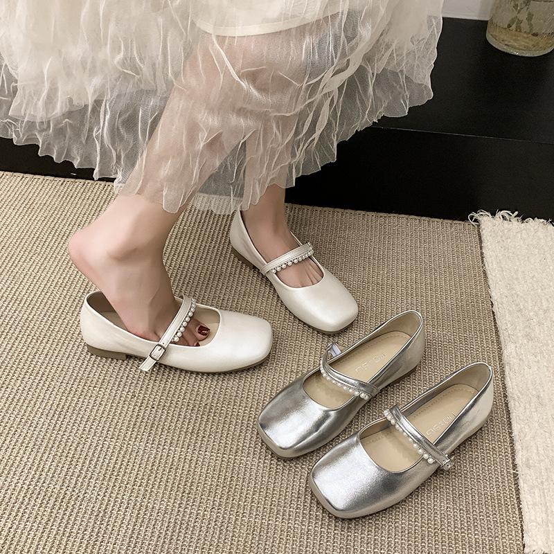 Schuhe flachsohlige Einzelschuhe Damen neue Sommer Mary Jane Schuhe mit Röcken weichsohlige Beanie Schuhe