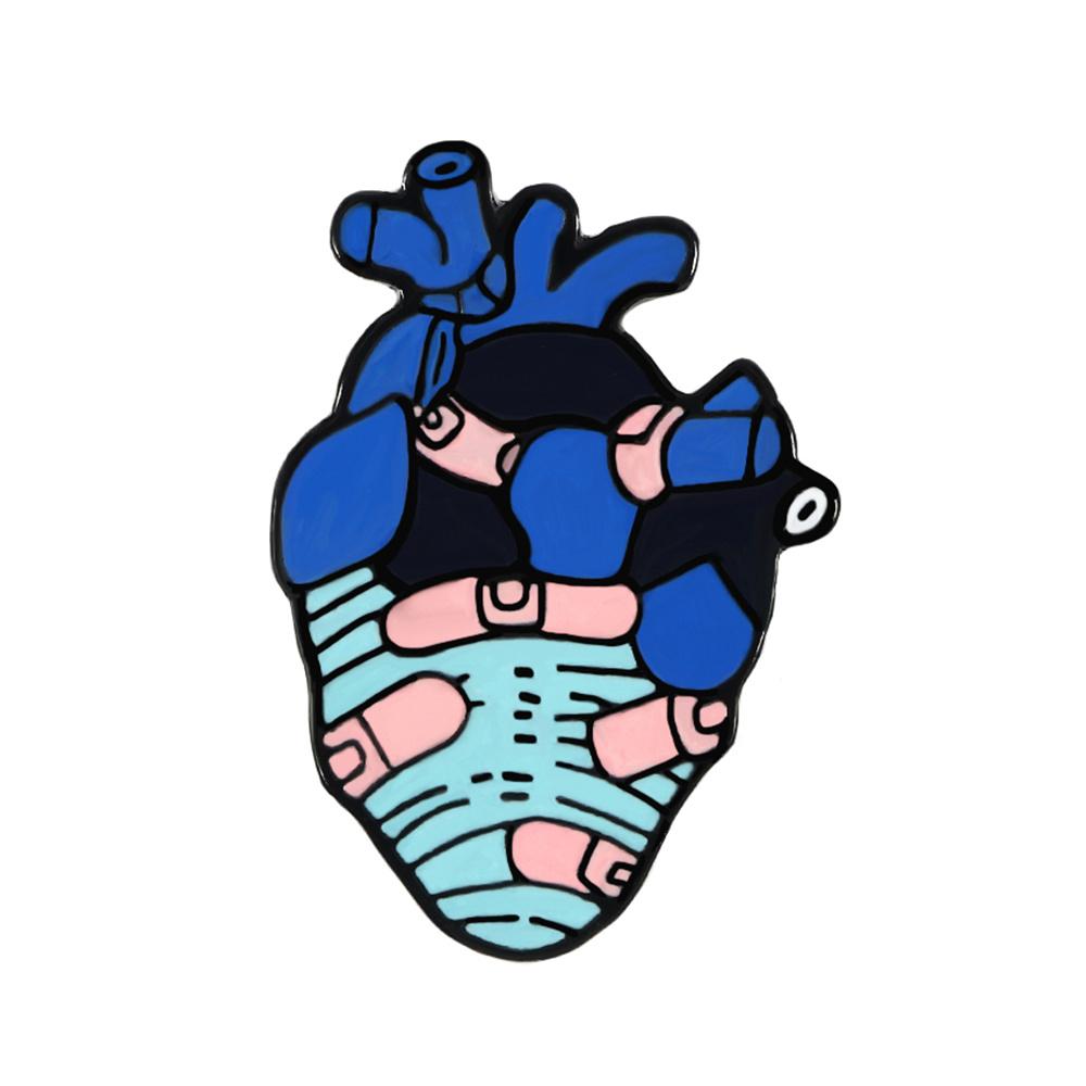 Fashion Body Organs Enamel Brooch Heart Brain Lung Lapel Pins Art Design Ocean Flowers Symbol Love Badge Bag Denim Jewelry Gifts