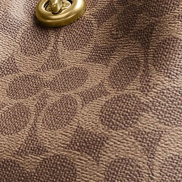 Coach Willow 21 Logo Print Bucket Bag With Lock Closure Women Shoulder Bag Brown Caramel CW602-B4XHG