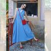 French Temperament Blue Dress Women's Summer New Pear-shaped Figure Slim Sleeveless Vest Long Skirt