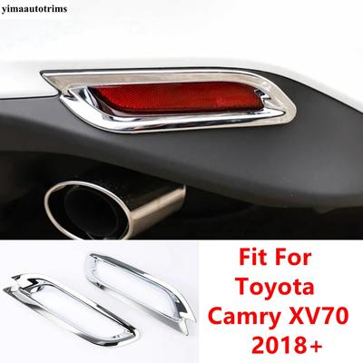 Car Rear Fog Lights Lamps Frame Decoration Cover Trim For Toyota Camry XV70 2018 ABS Chrome Exterior Accessories