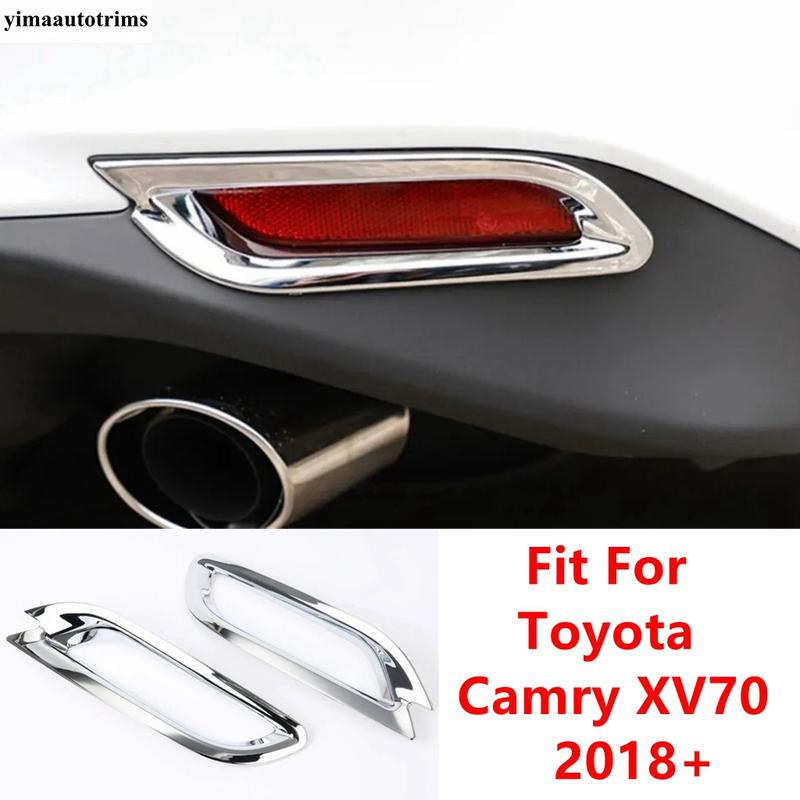 Car Rear Fog Lights Lamps Frame Decoration Cover Trim For Toyota Camry XV70 2018 ABS Chrome Exterior Accessories