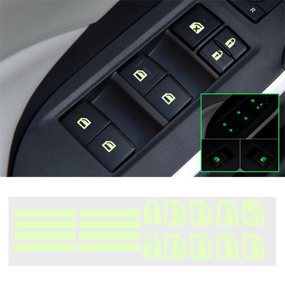 Car Door Windows Control Panel Luminous Button Sticker For Toyota C-HR CHR Corolla Rav4 Rav 4 Auris Yaris Prius Camry Prado