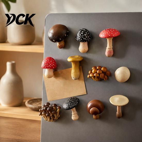 Hand Painted Mushroom Magnets 3D Refrigerator Magnet, Resin Fake Decorative Natural Theme Fridge Photo Notes Holder for Whiteboard Cabinet