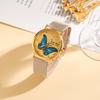 2-piece set of college style Korean style fashionable and versatile blue butterfly belt watch with bracelet without gift box