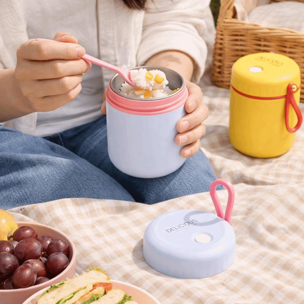 With Spoon Insulated Food Jar Leak-Proof Food Thermal Jar Insulated Soup Cup  Outdoor Activities