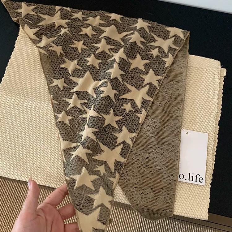 Wasteland-Inspired Y2K Lucky Star Bandana: Spicy Girl Subculture Silk Scarf for Women, Street Hip-Hop Style