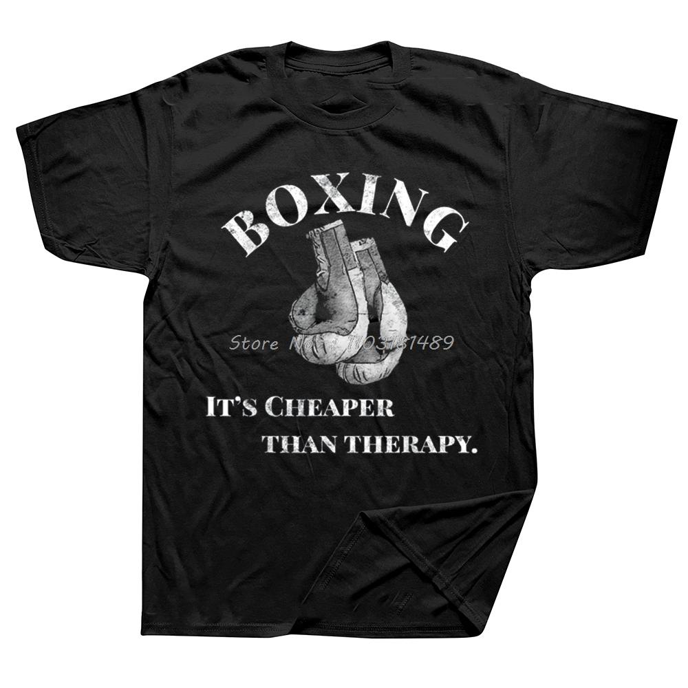 Funny Boxing T Shirt Cheaper Than Therapy New Design Unisexs Top TShirts Cotton Tops Tees Printed Short Sleeve Tops Tees Sport