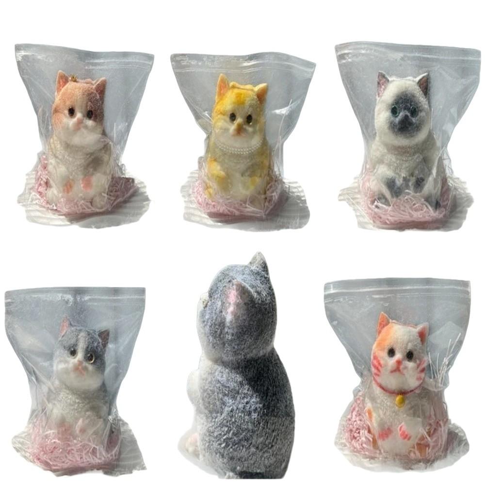 Cute Stress Relief Toy With Flocking Surface Cat Pinching Toy  for Adults Kids