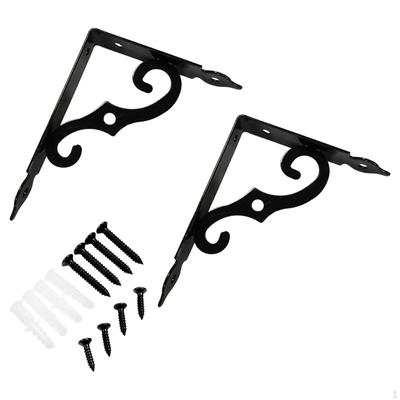 2 Iron Vintage Corner with Screws Triangle Shelf Exquisite Brackets for DIY Open Shelving