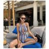 Womens Striped Cutout One-Piece Swimsuit With Padded Cups Hot Swimming