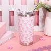 Whaline Pink Bow Tumbler Stainless Steel Travel Tumbler with Lid Straw Brush Coquette Bowknot Coffee Mug Cup for Women Friend Holiday Birthday Party