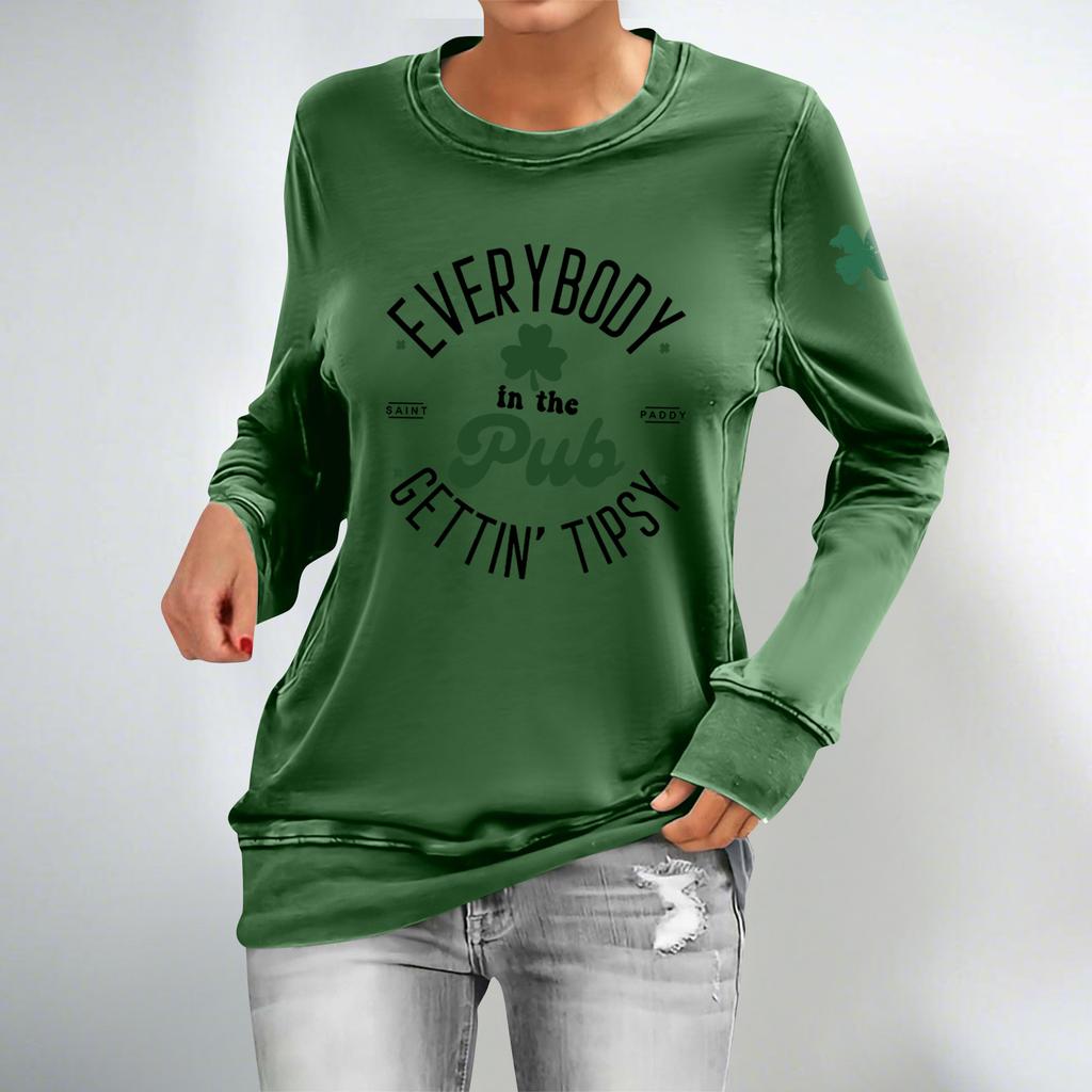 Sweat-shirt à col rond et manches longues à imprimé mode décontracté pour femmes