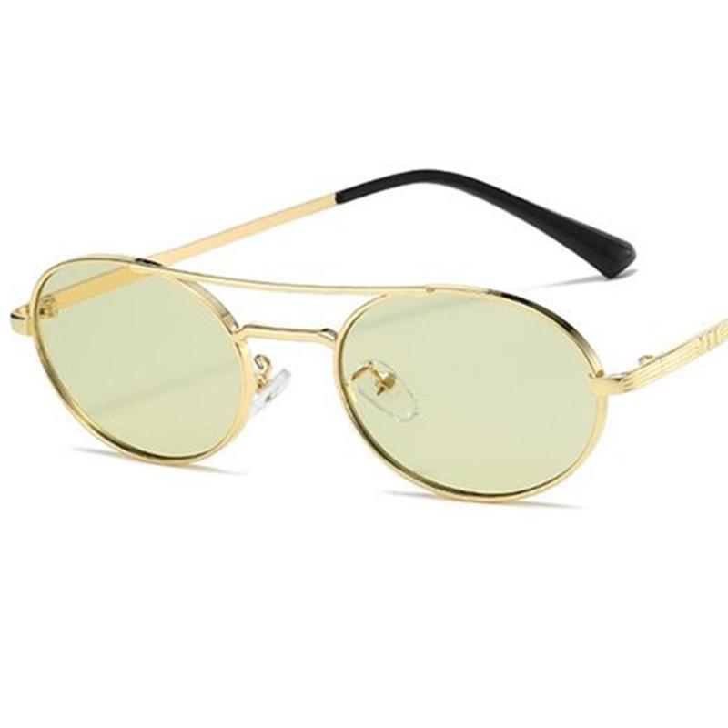 Hip Hop Sun Glasses Women Anti-UV Spectacles Alloy Oval Eyeglasses Double Beam Google Small Frame Sunglasses