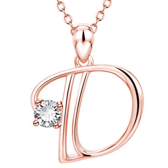 26 Colier cu pandantiv cu majuscule Zirconiu Cubic Accesoriu pentru bijuterii din aur roz