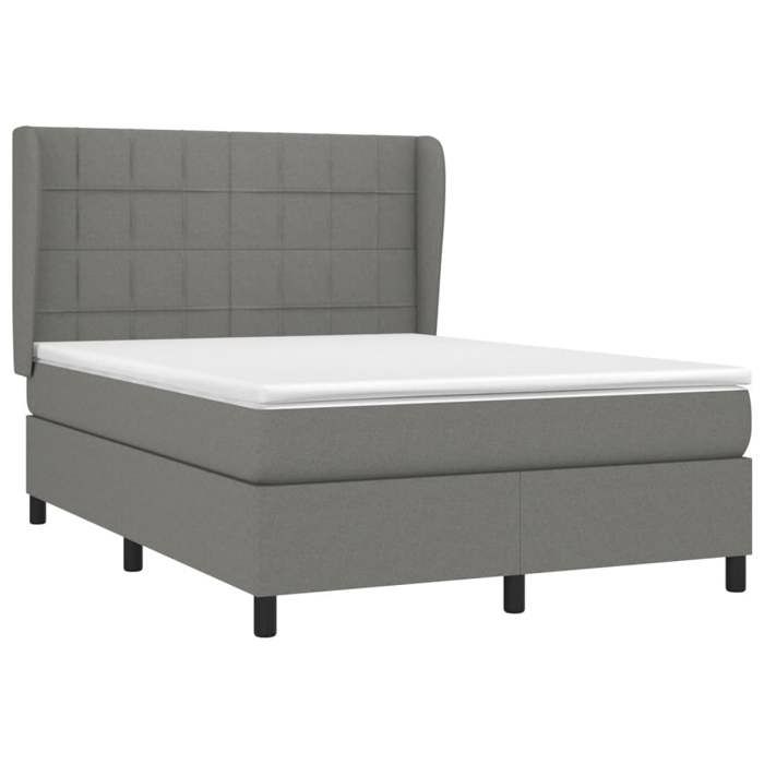 3127966 vidaXL Lit à sommier tapissier avec matelas Gris foncé 140x200cm Tissu