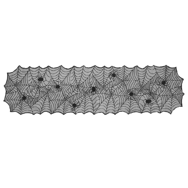 

Lace Cobweb Table Runner, Halloween Party Decoration Gracefuls Table Runner Easily Installation Table Cover 1 чорний
