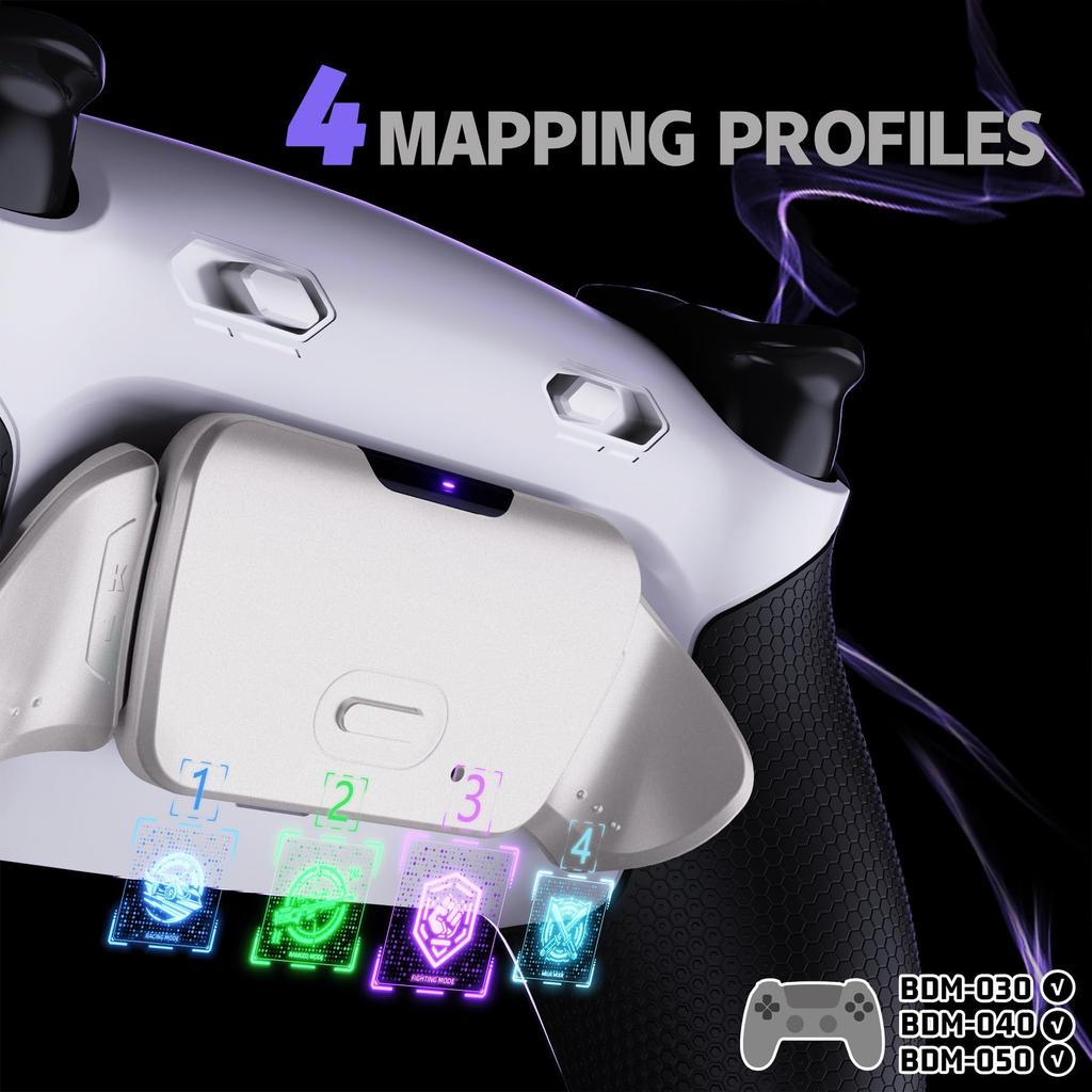 eXtremeRate RISE Plus MAX RMB Back Paddle Kit for PS5 Controllers and with Clicky Trigger Stops and Rubber Remappable Real Metal Back Button Kit for