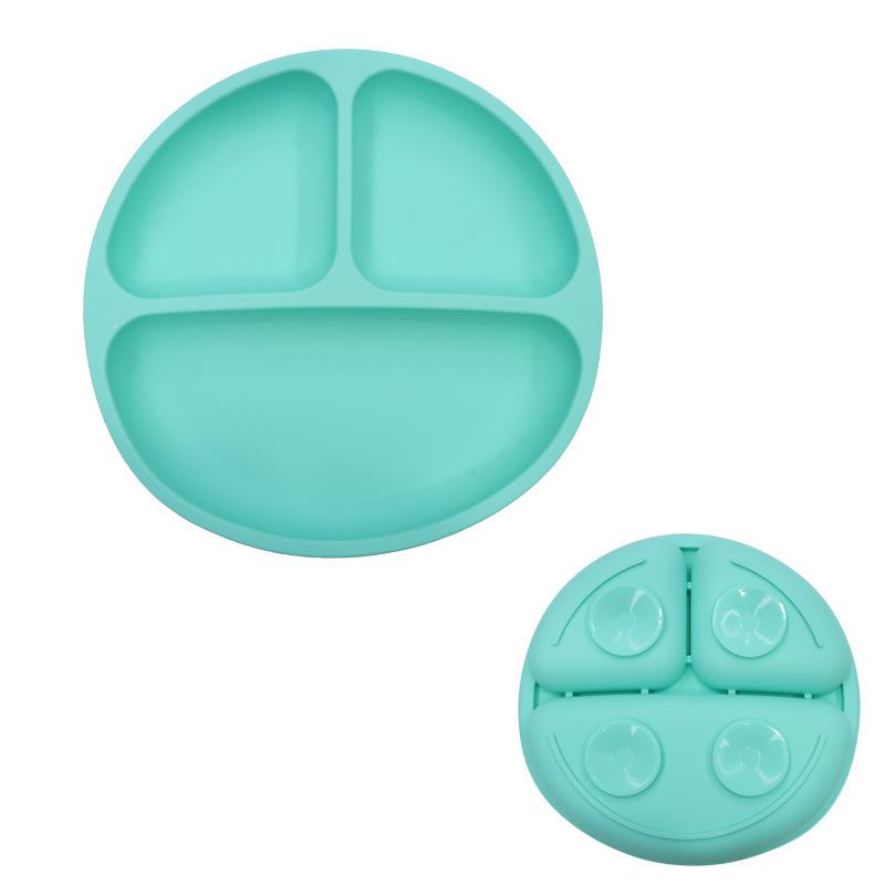 Smiley Face Baby Dining Plate: Silicone Suction Bowl with Lid & Divided Compartments