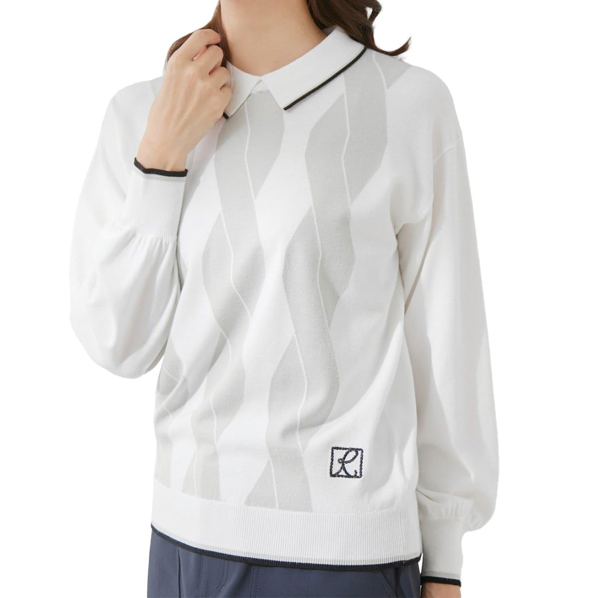 

Knit Pullover with Cable Pattern Collar Puff Sleeve Long Sleeve Pullover Shiromain [June Andrope] Women s (10)