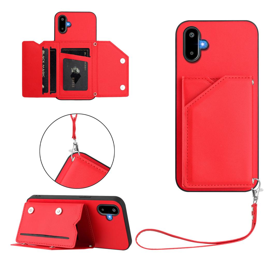 For Samsung Galaxy M06 5G/Galaxy F06 5G Case Card Holder Kickstand Skin-Touch Phone Cover with Wrist Strap