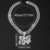 European and American Hip-hop Fashion Design Trend Letter KINGKEMP Full Diamond Alloy Pendant Cuban Chain Men's Necklace