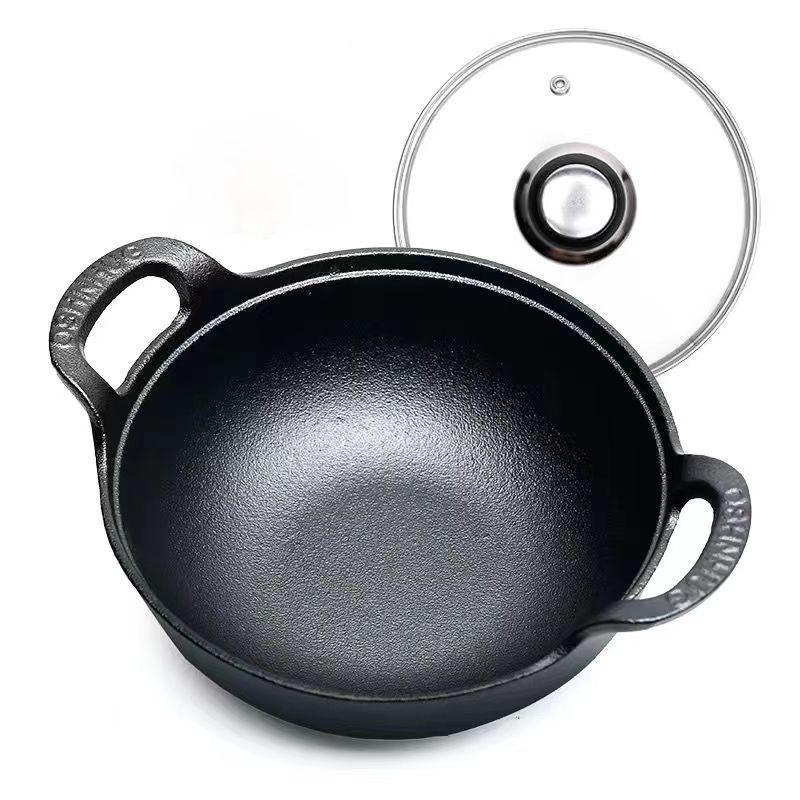 Cast Iron Multi-Function Stew & Frying Pot, Non-Stick, Double Ear Design