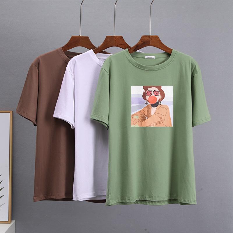 Hirsionsan Kawaii Graphic Printed T Shirts Women Summer Plus Size Harajuku Cotton Tees Oversized Casual Short Sleeves Female Top