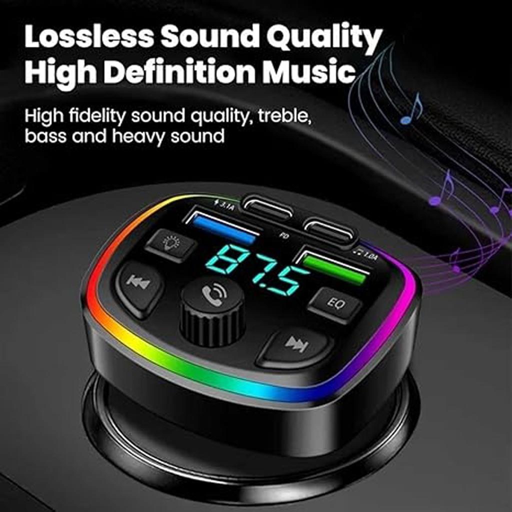 Car Charger,  Adapter 3.1A 2-In-1 Circular B-T MP3 Player For Most Vehicle Models  12-24V, Truck Accessories(C9)