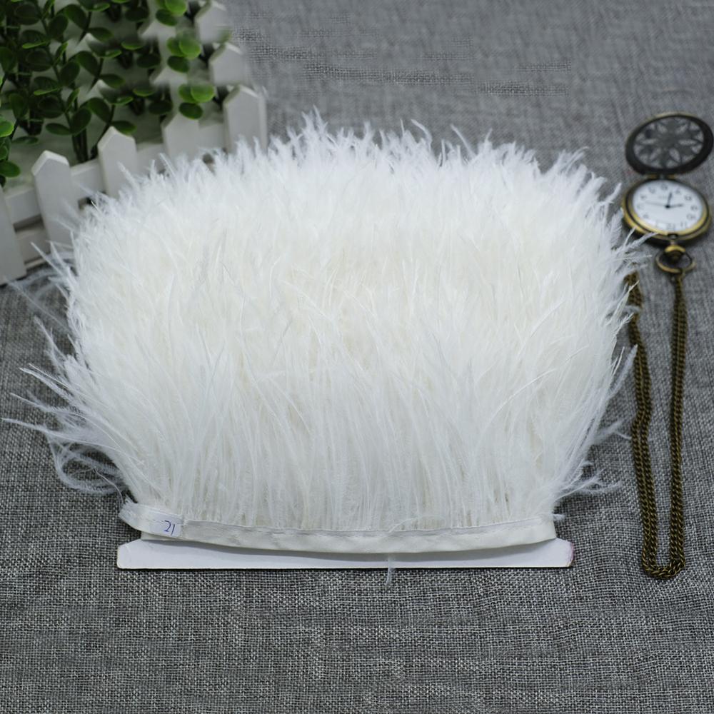 Feather1 meter Multicolor Real Ostrich feather Trims Ribbon 8-10cm White Ostrich Plumas Fringe For Costume DIY Craft Decoration Sewing