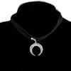 Inverted Moon Pendant Choker Necklace Punk Style Geometric Horn Pendant Necklace Clavicle Chain Hip Hop Jewelry Gift