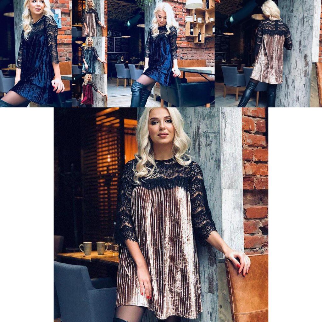 Elegant Women's Fashion Sexy Bodycon Lace Stitching Pleated Solid Color Midi Dress For Any Occasion