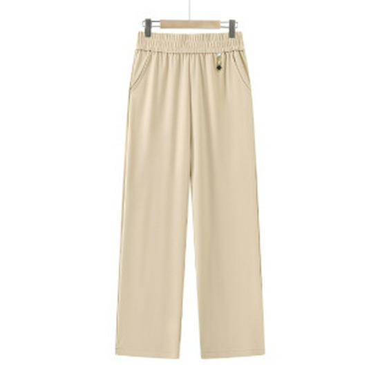 Spring 2026 Mid-Aged Women s Slimming Wide-Leg Pants: Fashionable Straight-Leg for Casual Wear XL грязно-белый