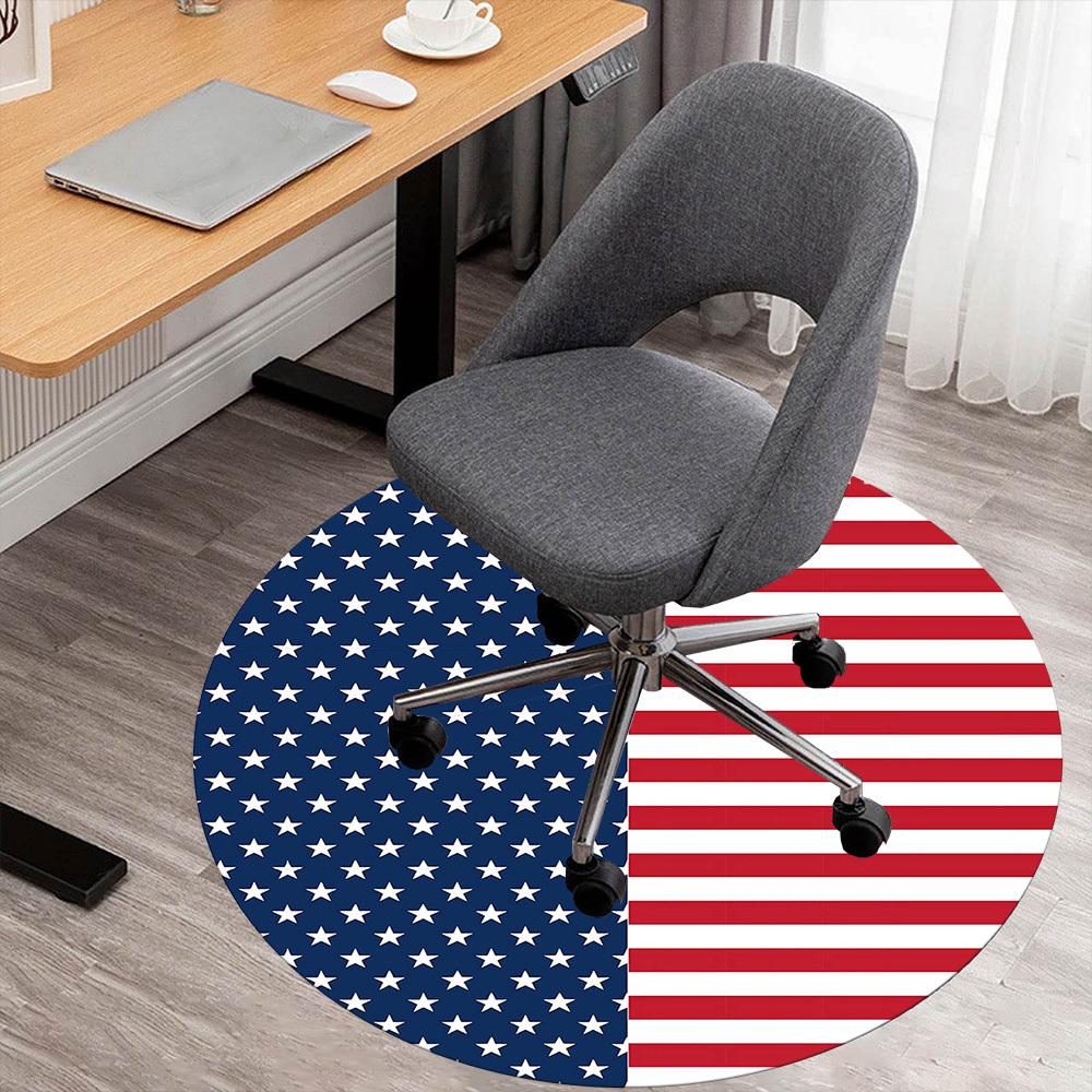 1pc American Flag Round Chair Mat Area Rug - Non-Slip, Floor Mat for Office, Bedroom, Home Decor Christmas Gift-1002367