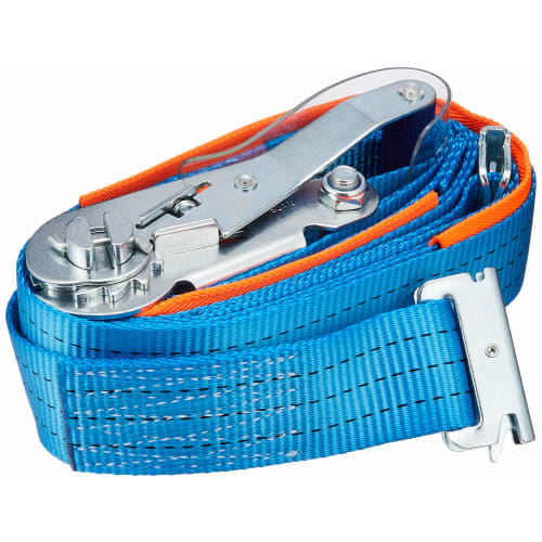 

AVIELAN Lashing Belt, 50mm Wide, R-Hook (Compatible with Track Rails), 3m Winding, 1.0m Fixed, Blue (Right-Handed)