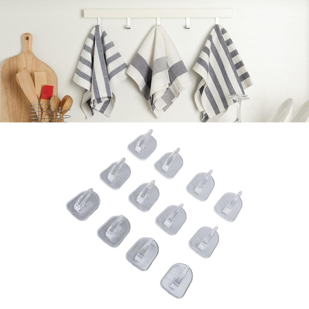 30 Pcs Adhesive Wall Hooks Non Marking No Drill Sticky Clear Hanging Hooks for Kitchen Bathroom Bedr