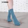 MEIKAN Non-slip Mid-calf Toe Socks for Yoga, Wear-resistant with Sporty Gel Dots, Solid Color, Full Elastic—Perfect for Autumn/Winter.