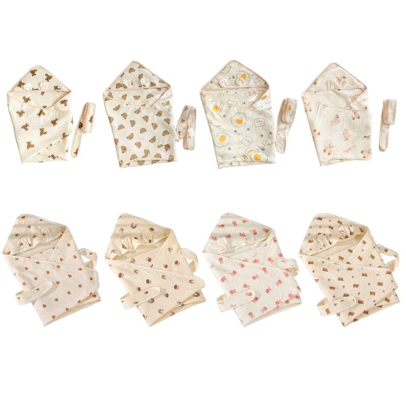 Babyfilt Bomullssvep med Sött Mönster för Nyfödda och Småbarn Multifunktionellt Barnvagnsskydd Sveptyg