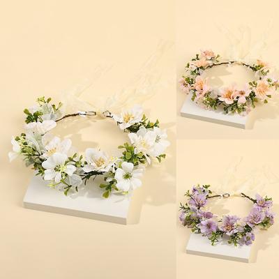 Handmade Flower Crown For Women Artificial Simulated Floral Wreath Forest Style Flower Wreath Sweety Fairy Hair Accessories