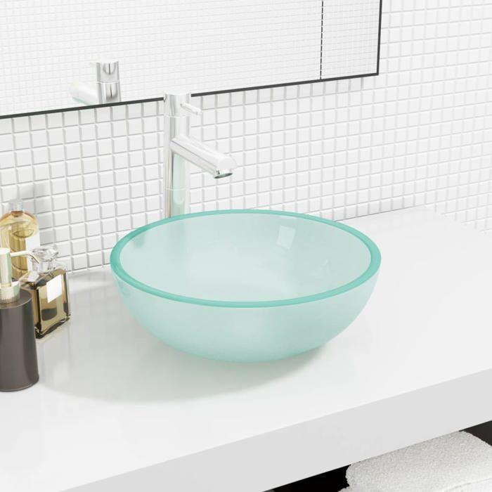 VidaXL Countertop Washbasin Toilet Sink Bathroom Hand Basin Bathroom Sink House Interior Tempered Glass 345240