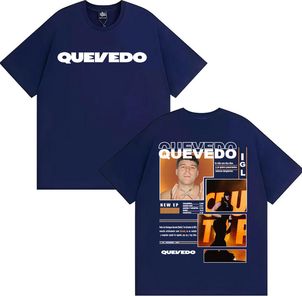 Rapper Quevedo Buenas Noches IGL 2026 Tour T-shirts Men Women Fashion Hip Hop Punk T-shirt O-Neck 100% Cotton Oversized T Shirts